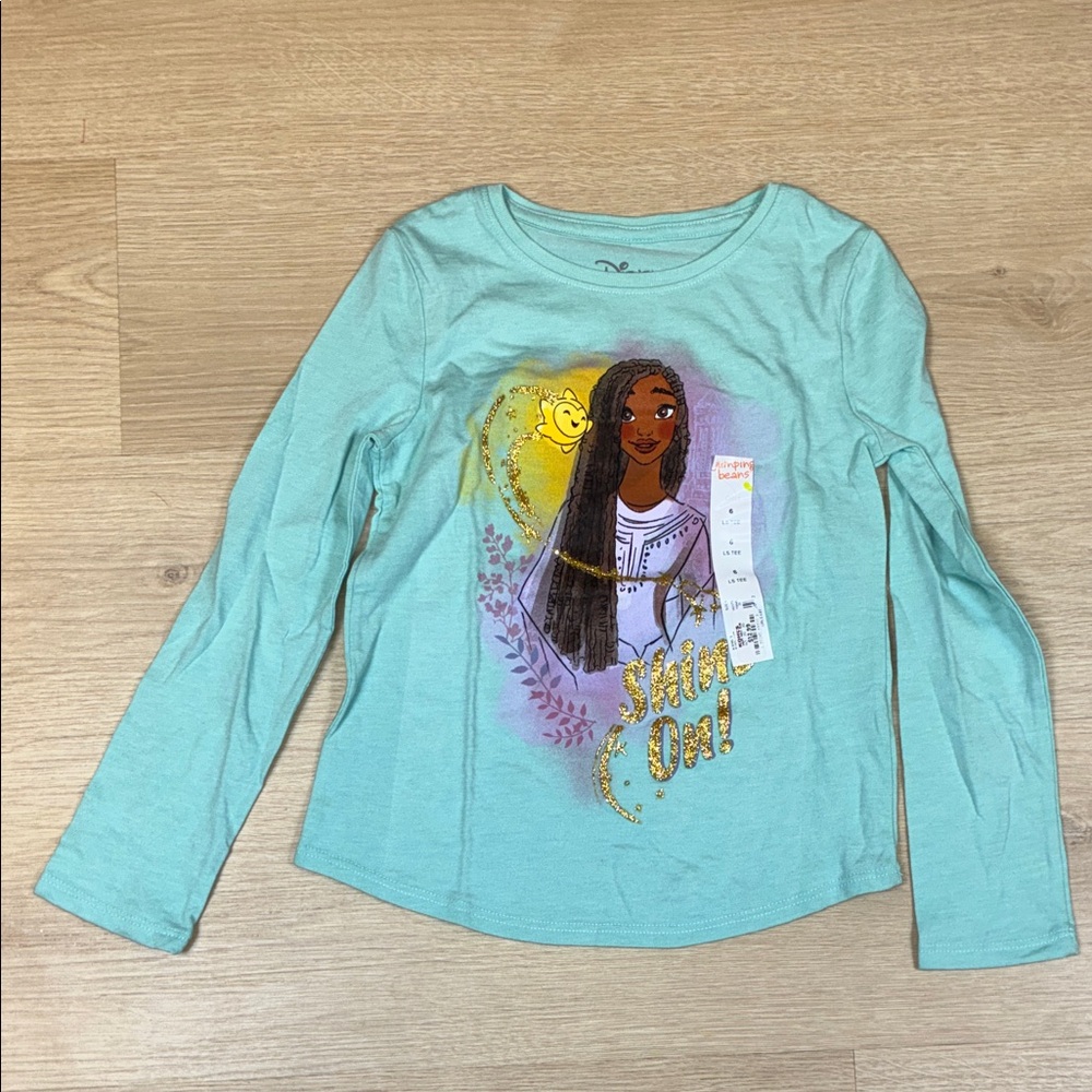 NEW Disney WISH Long Sleeve Shirt - Light Green with Gold Accents size 6